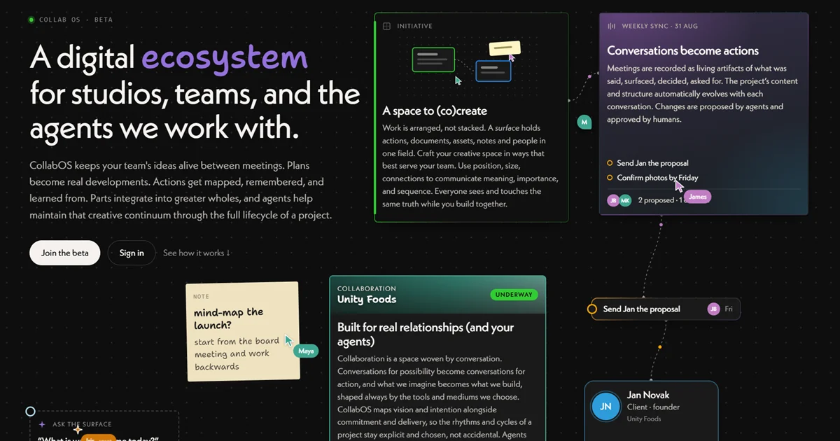 Collab OS: an action landscape for distributed teams